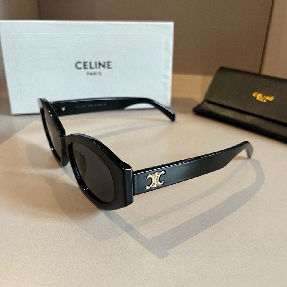 CELINE Dark Lens Cat Eye Sunglasses Black Frame OS - Picture 3 of 7